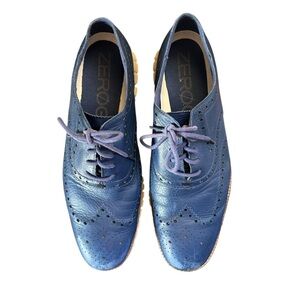 Cole Haan ZEROGRAND Wingtip Oxford Shoes in Blue Leather Sz 13